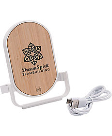 Technology Promotional Items: Qi® Certified Bamboo Phone Charger Stand